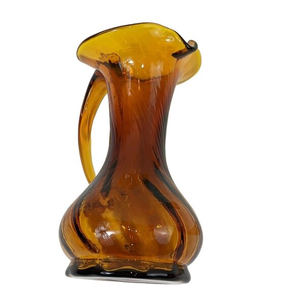 MID CENTURY Amber Glass Hand Blown Cruet art glass C39 - Picture 3 of 7